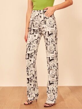 Reformation Newsprint High Rise Straight Long Jeans. Sz 29